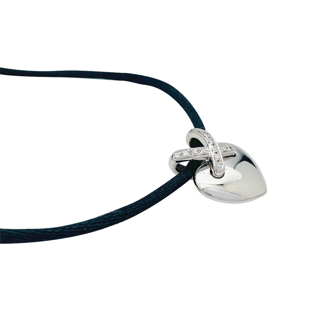Pendentif CHAUMET cœur , collection "Liens", or blanc et diamants - Castafiore