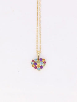 Pendentif cœur vintage en or jaune et pierres fines - Castafiore