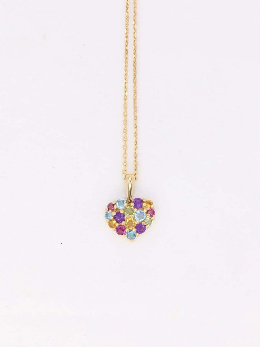 Pendentif cœur vintage en or jaune et pierres fines - Castafiore