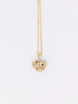 Pendentif cœur vintage en or jaune et pierres fines - Castafiore