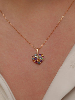 Pendentif cœur vintage en or jaune et pierres fines - Castafiore