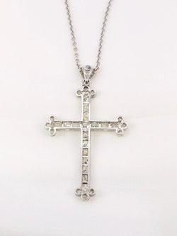 Pendentif croix Belle Epoque en or et diamants taille ancienne - Castafiore