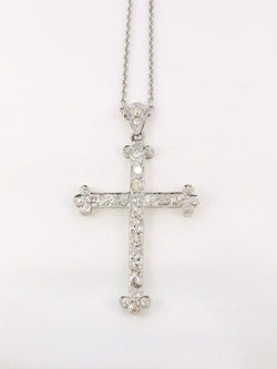 Pendentif croix Belle Epoque en or et diamants taille ancienne - Castafiore