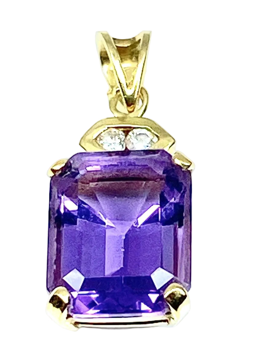 Pendentif en or 18 carats en améthyste et diamants - Castafiore