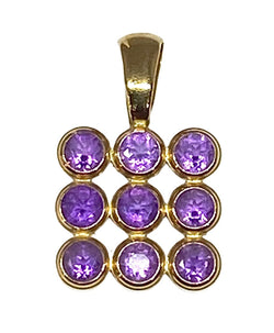 Pendentif en or 18 carats serti de 9 améthystes - Castafiore