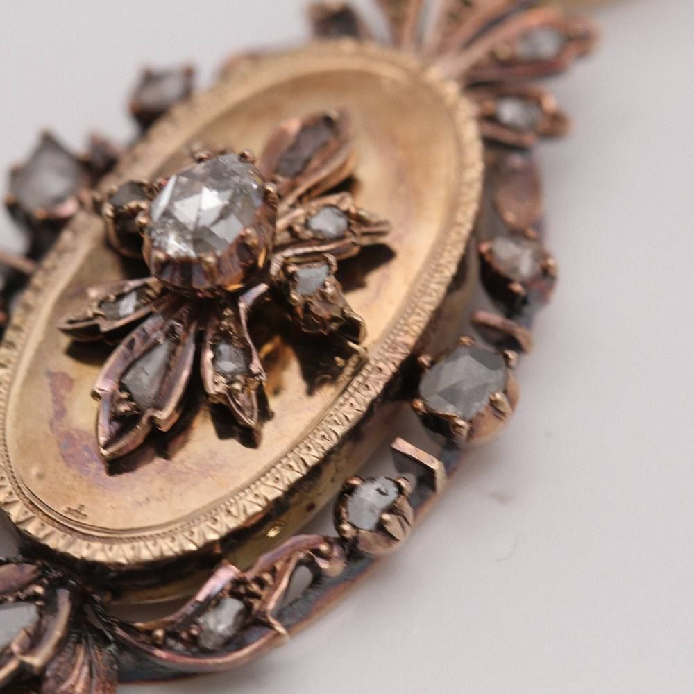 Pendentif en or avec diamants, style vintage, d'occasion - Castafiore