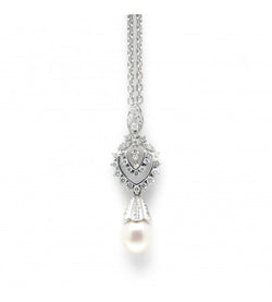 Pendentif en or blanc, perle et diamants - Castafiore