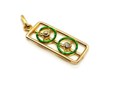 Pendentif géométrique vert en or jaune et diamant - Castafiore