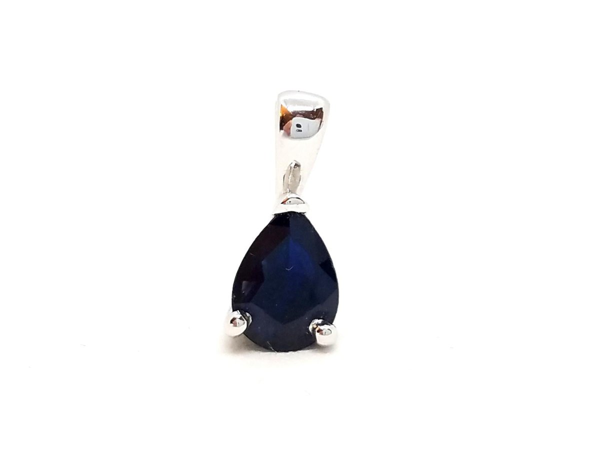 Pendentif goutte en or blanc et saphir - Castafiore