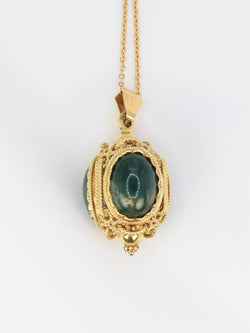 Pendentif lanterne en or et cabochons d’agate mousse - Castafiore