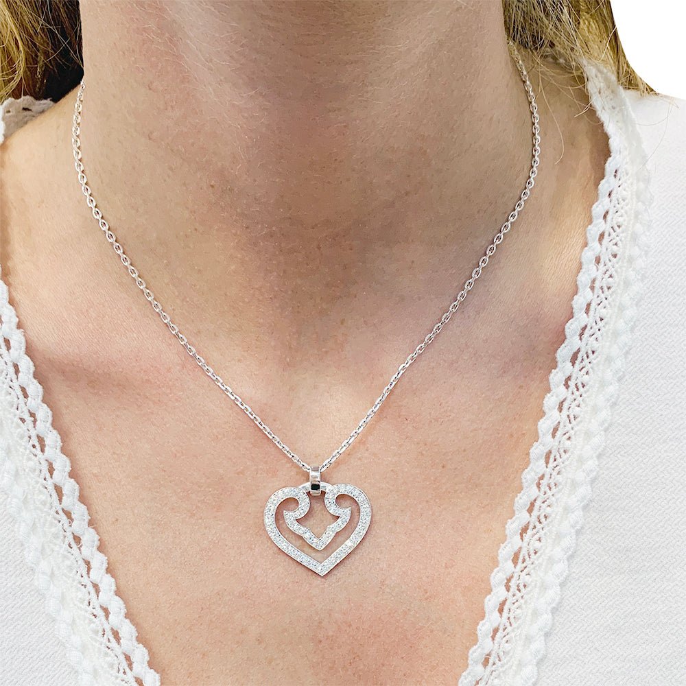 Pendentif O.J. PERRIN, "Coeur Légende" en or blanc et diamants - Castafiore