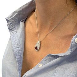 Pendentif or blanc, diamants, rubis - Castafiore