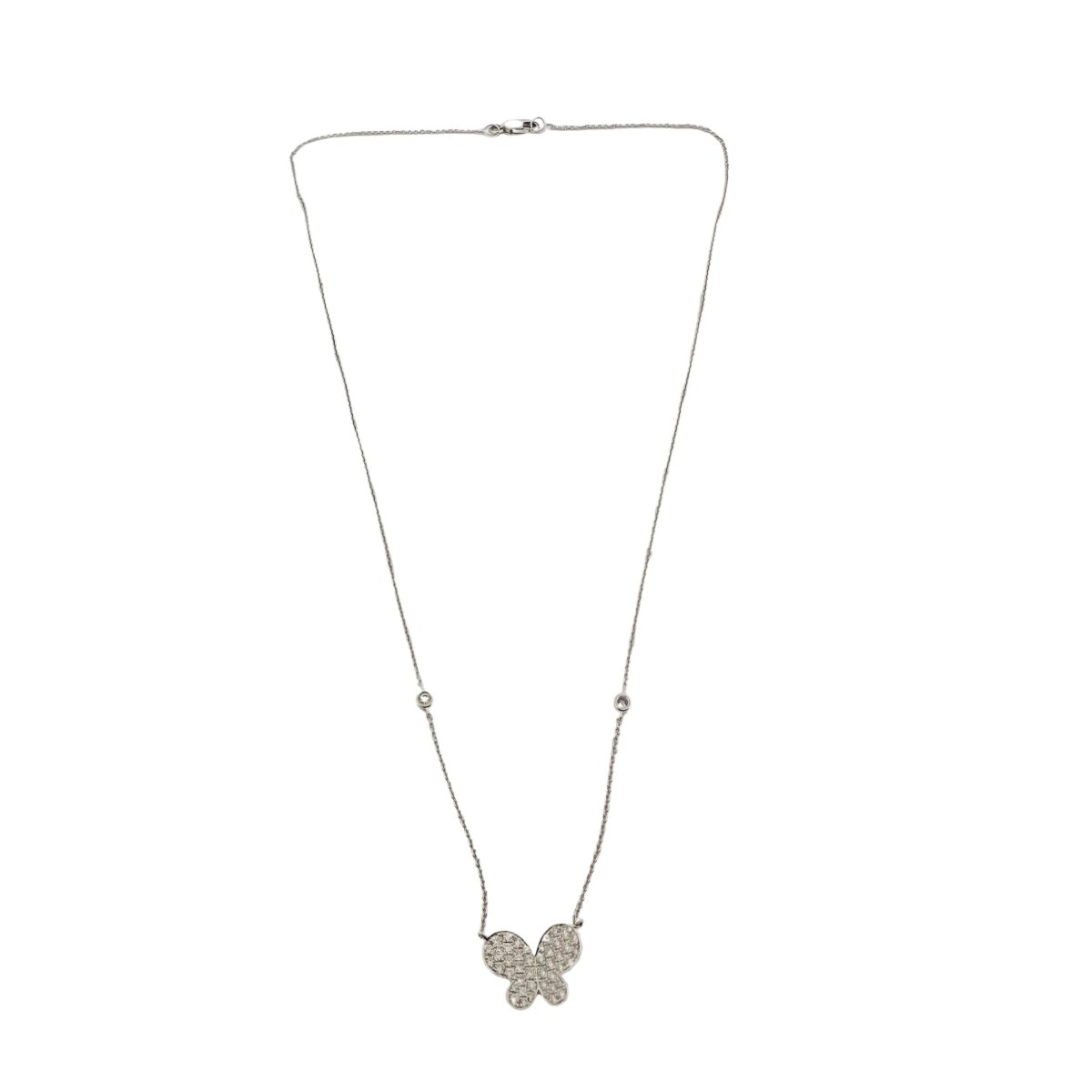 Pendentif Papillon en or blanc et diamants - Castafiore