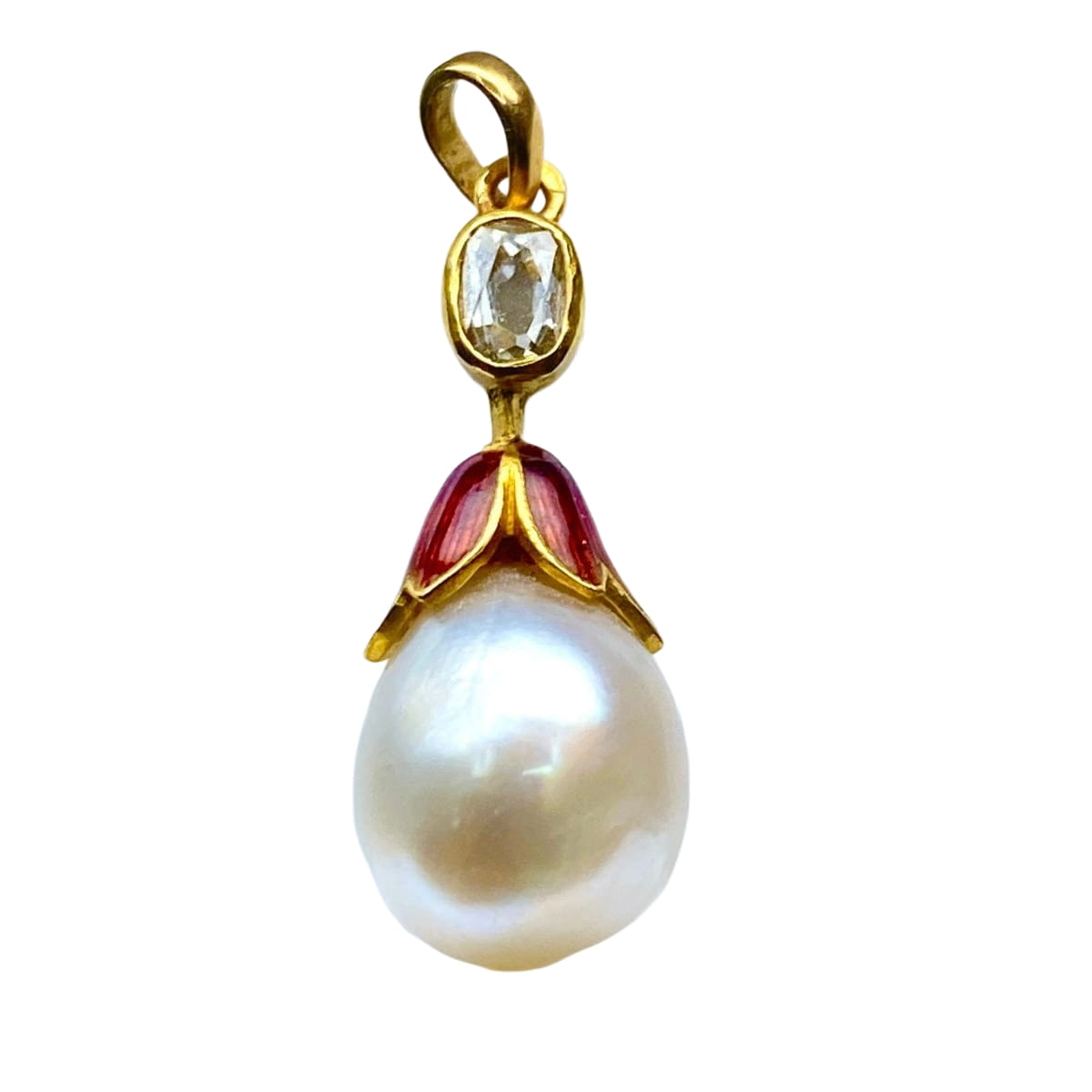 Pendentif perle fine , diamant ,or ,époque vers 1900 - Castafiore