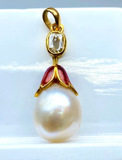 Pendentif perle fine , diamant ,or ,époque vers 1900 - Castafiore