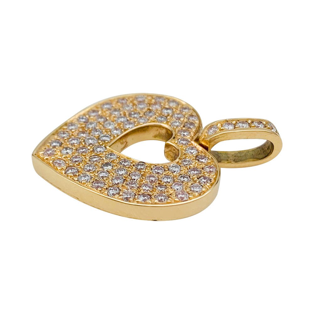 Pendentif Poiray, "Coeur secret", en or jaune et diamants - Castafiore