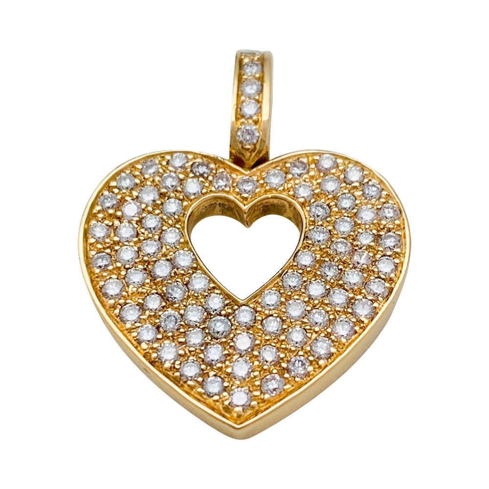 Pendentif Poiray, "Coeur secret", en or jaune et diamants - Castafiore