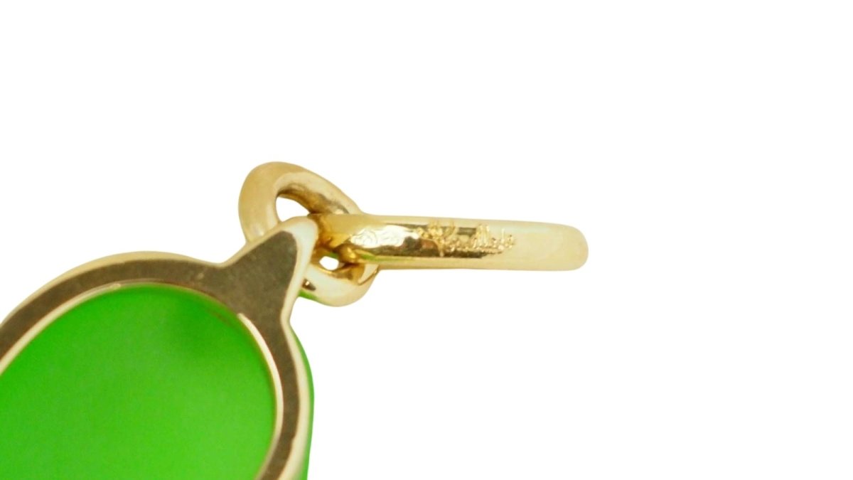 Pendentif POMELLATO en or jaune, coeur en pâte de verre verte - Castafiore