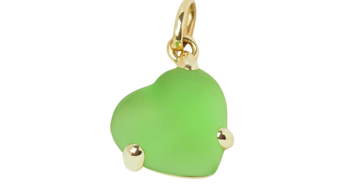 Pendentif POMELLATO en or jaune, coeur en pâte de verre verte - Castafiore