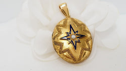 Pendentif Porte Photo Email et Perle - Castafiore