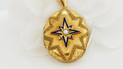 Pendentif Porte Photo Email et Perle - Castafiore