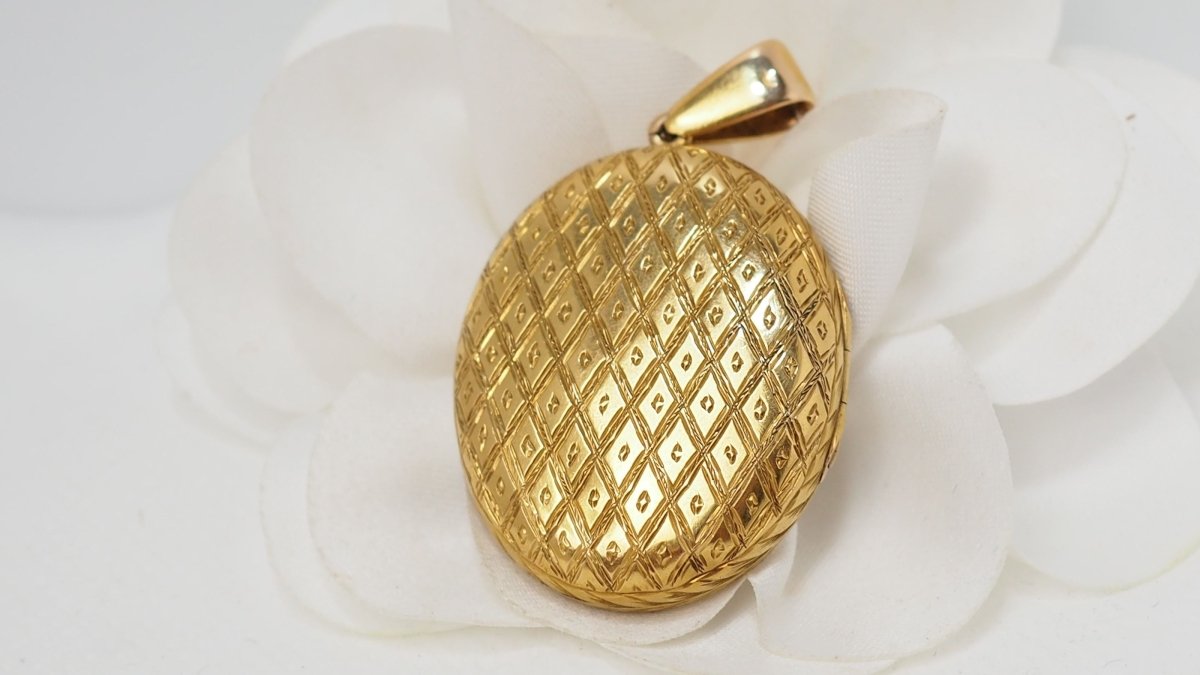 Pendentif Porte Photo Email et Perle - Castafiore