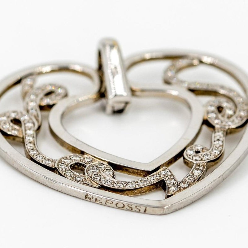 Pendentif REPOSSI "Love" en or blanc et diamants - Castafiore