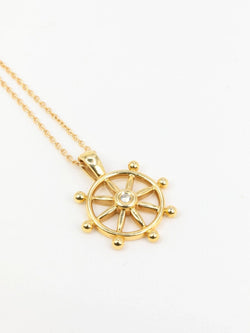 Pendentif roue de bateau en or jaune et diamant - Castafiore