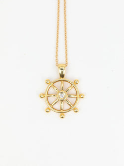 Pendentif roue de bateau en or jaune et diamant - Castafiore