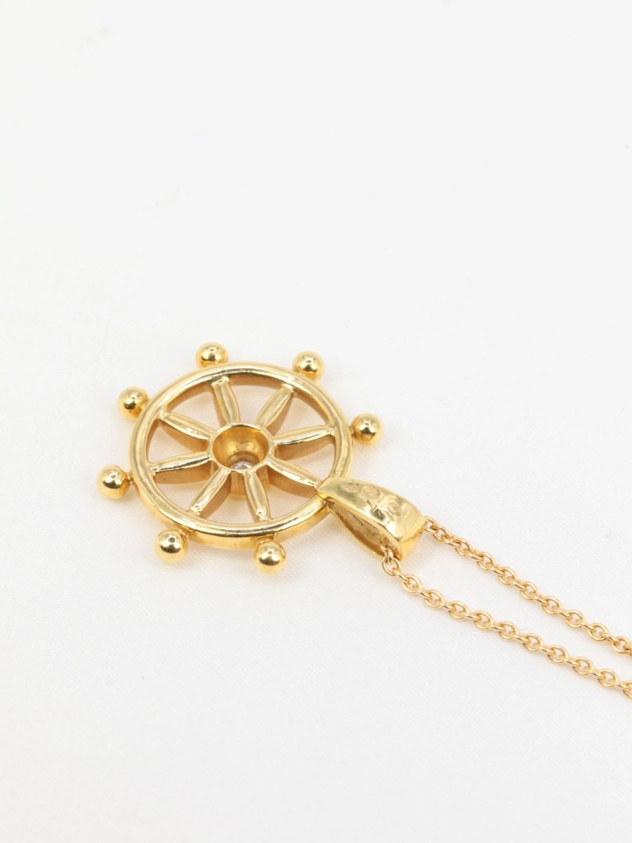 Pendentif roue de bateau en or jaune et diamant - Castafiore