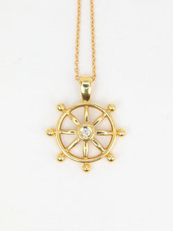 Pendentif roue de bateau en or jaune et diamant - Castafiore