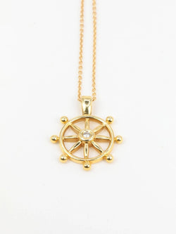Pendentif roue de bateau en or jaune et diamant - Castafiore