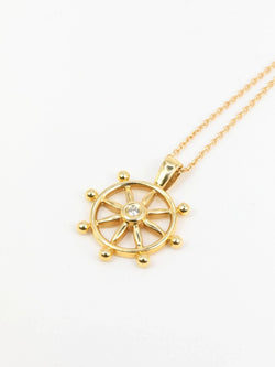 Pendentif roue de bateau en or jaune et diamant - Castafiore
