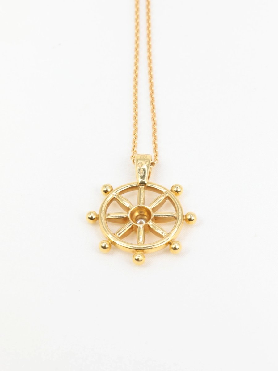 Pendentif roue de bateau en or jaune et diamant - Castafiore