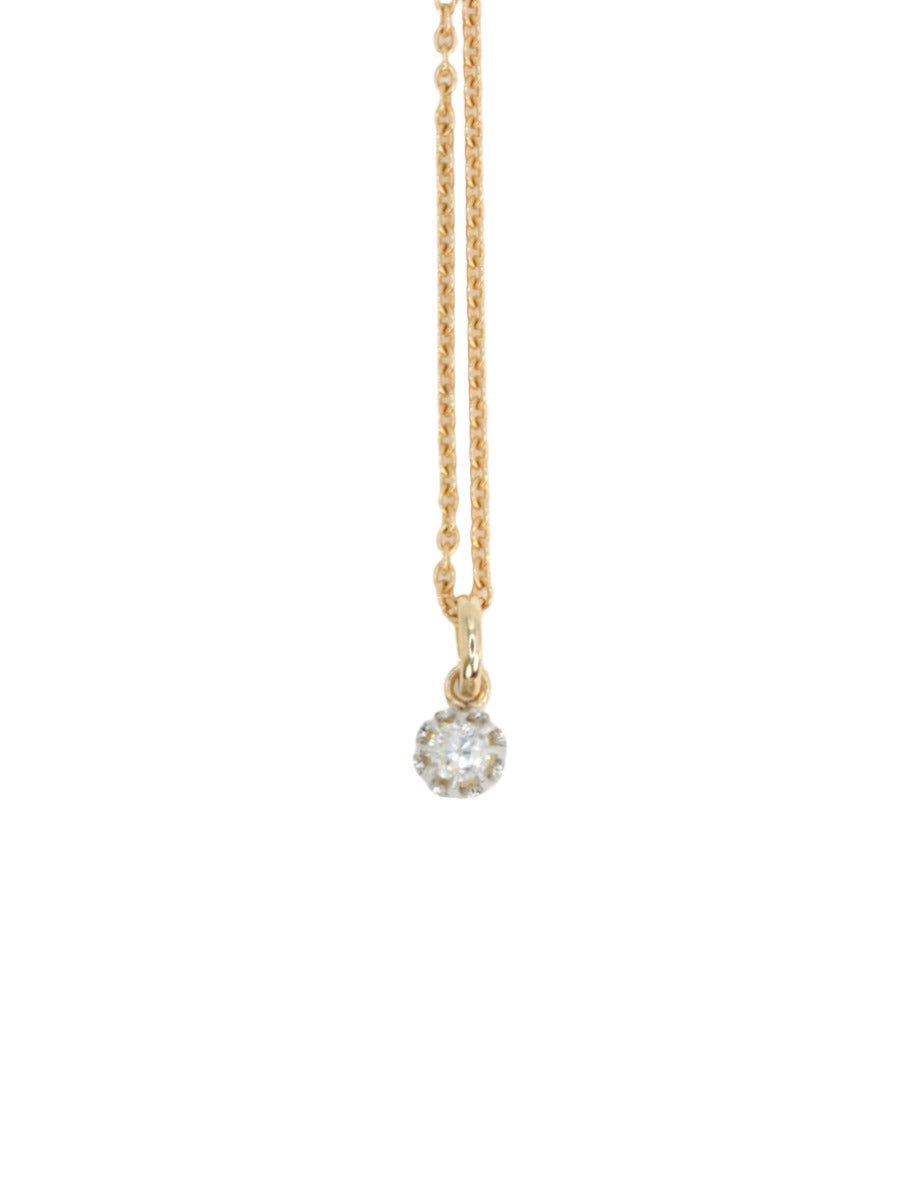 Pendentif solitaire ancien en or, argent et diamant taille ancienne 0.2 ct - Castafiore