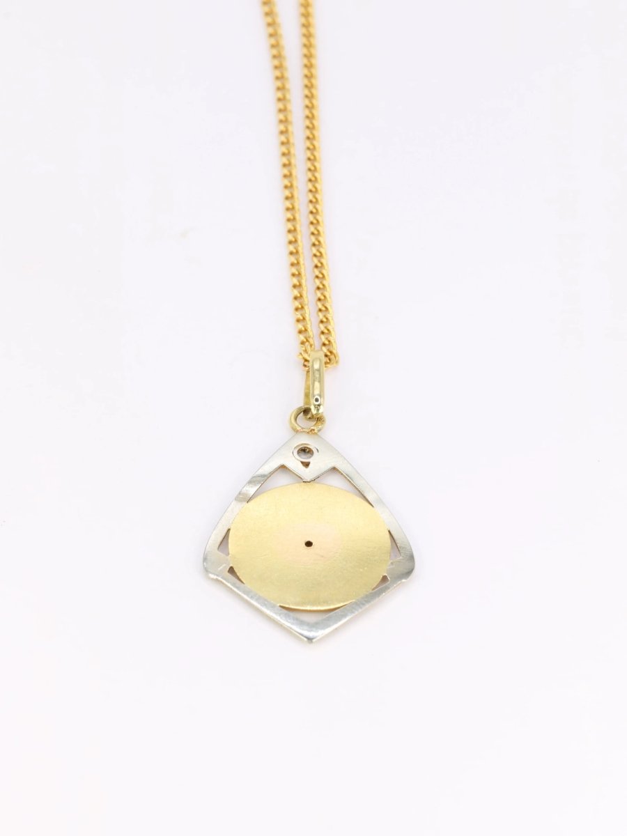 Pendentif vintage “Cette Etoile Porte Bonheur” en or et diamants - Castafiore