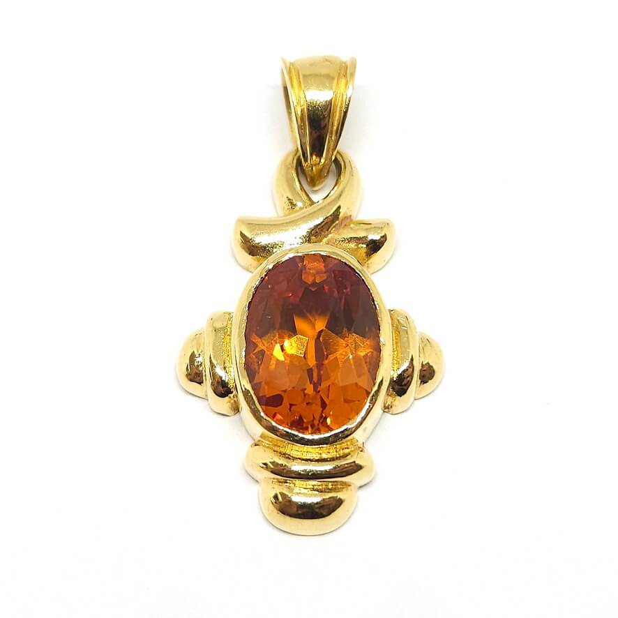 Pendentif vintage citrine or jaune 18 carats - Castafiore