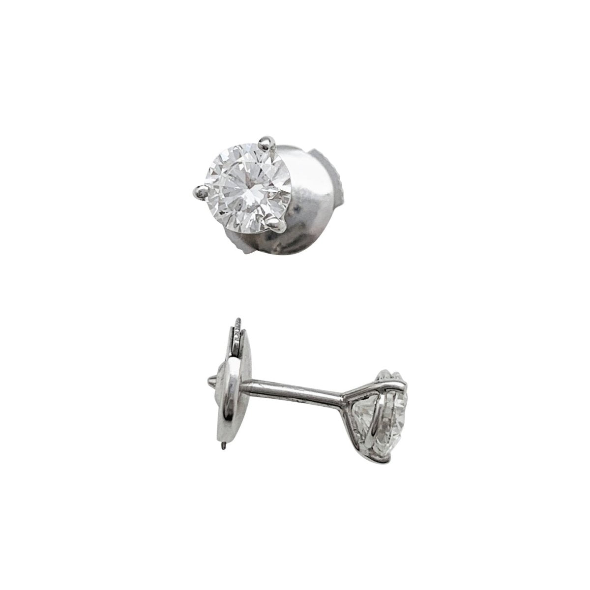 Puces d'oreilles en or blanc, diamants - Castafiore