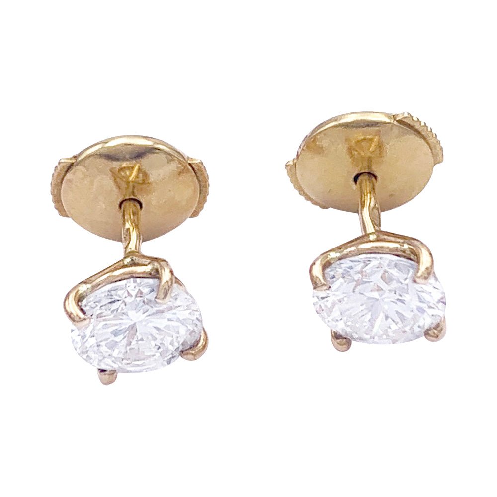 Puces d'oreilles en or jaune, diamants. - Castafiore