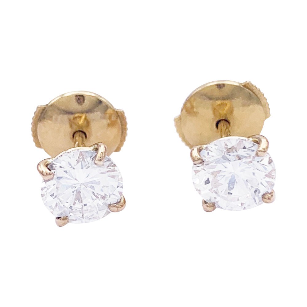 Puces d'oreilles en or jaune, diamants. - Castafiore