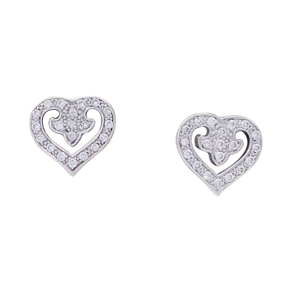 Puces d'oreilles O.J Perrin, "Légendes", or blanc, diamants. - Castafiore