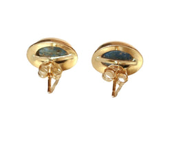 Puces d'oreilles serties d'opales noires en or jaune - Castafiore