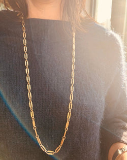 Sautoir or jaune maillons ovales ciselés - Castafiore