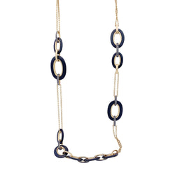 Sautoir POMELLATO "Victoria" en or rose, diamants noirs et jais - Castafiore