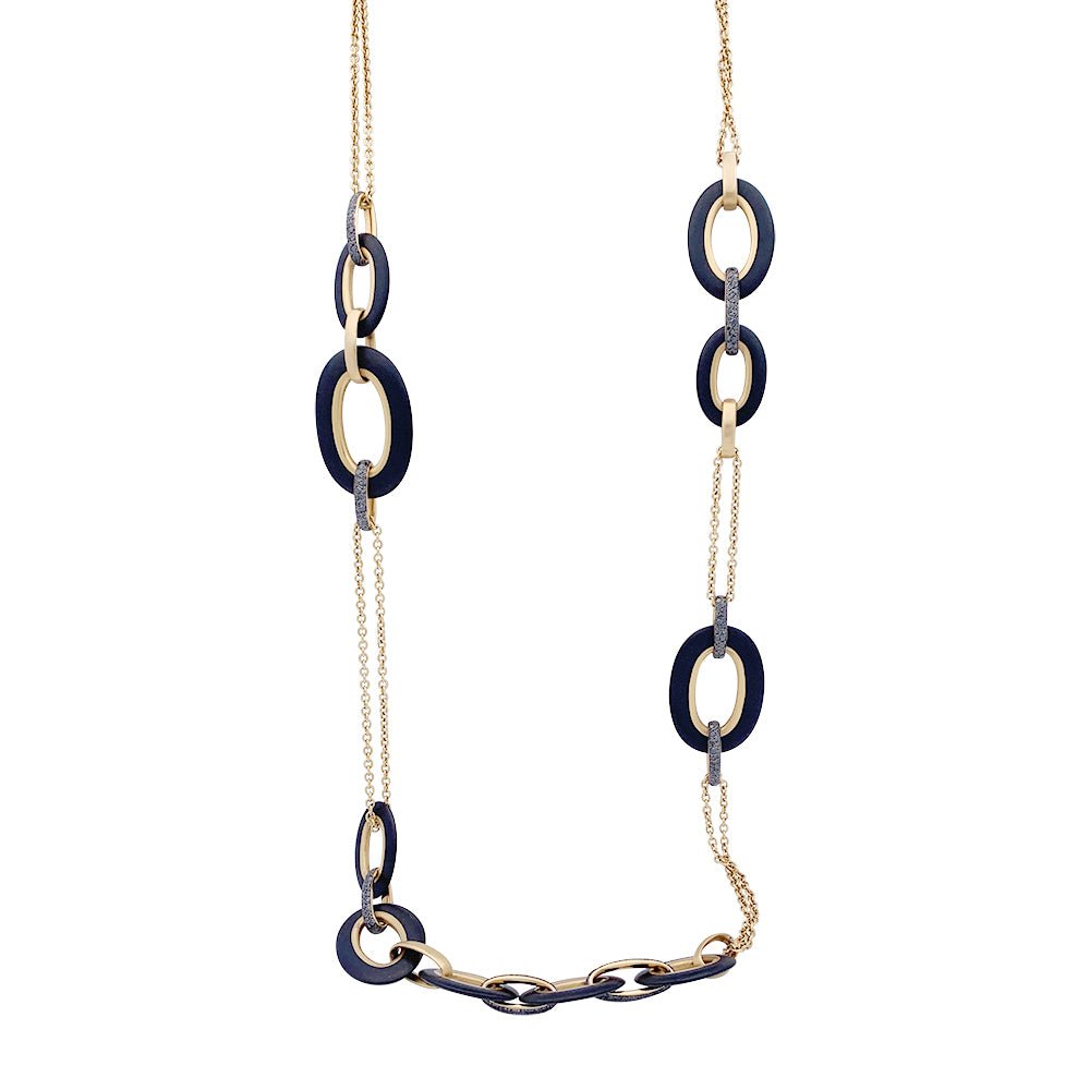 Sautoir POMELLATO "Victoria" en or rose, diamants noirs et jais - Castafiore