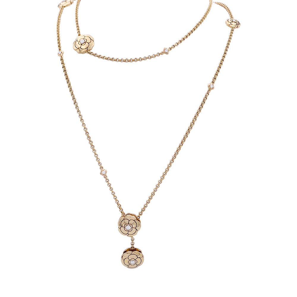 Sautoir transformable Chanel, “Les Infinis de Camélia”, en or rose, diamants. - Castafiore