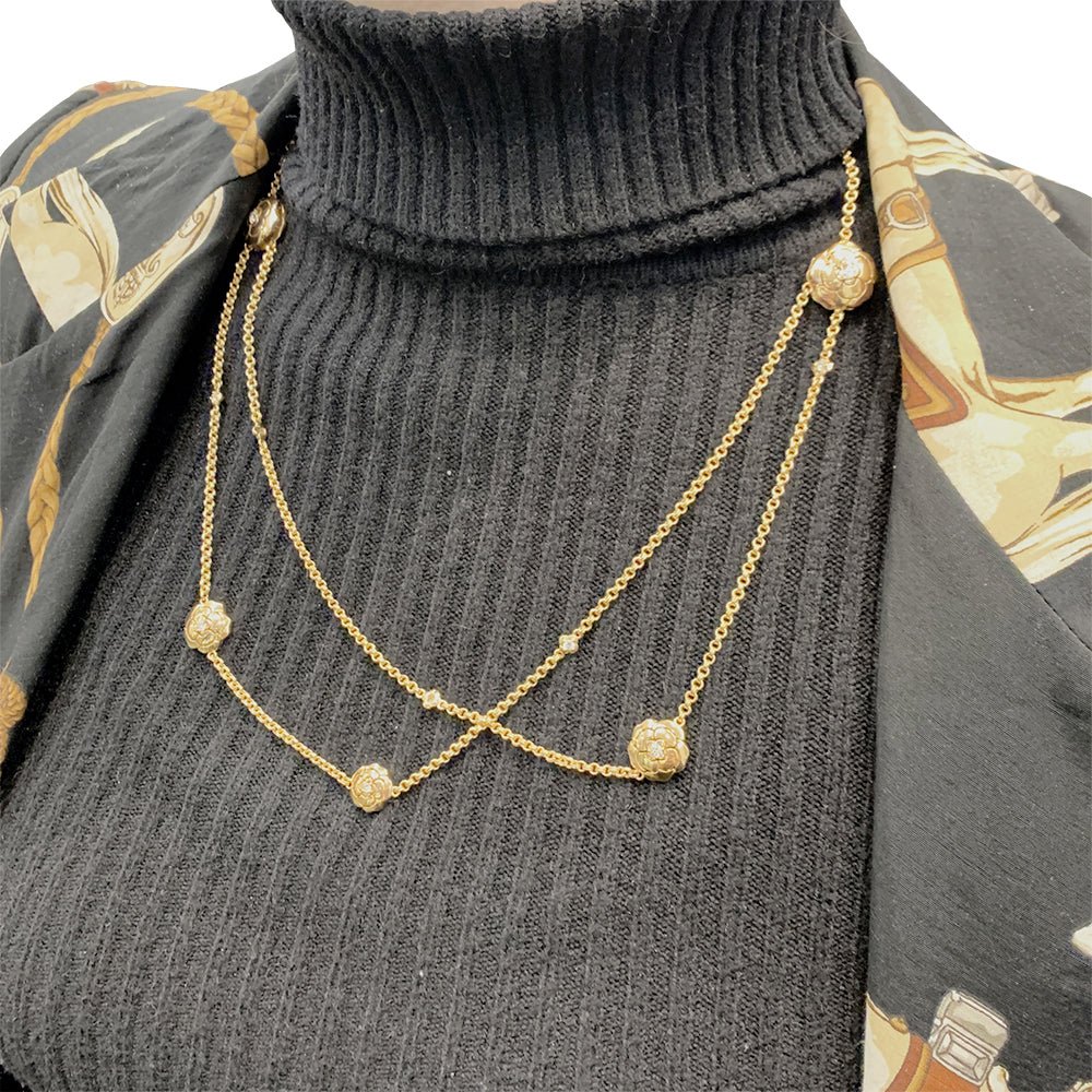 Sautoir transformable Chanel, “Les Infinis de Camélia”, en or rose, diamants. - Castafiore