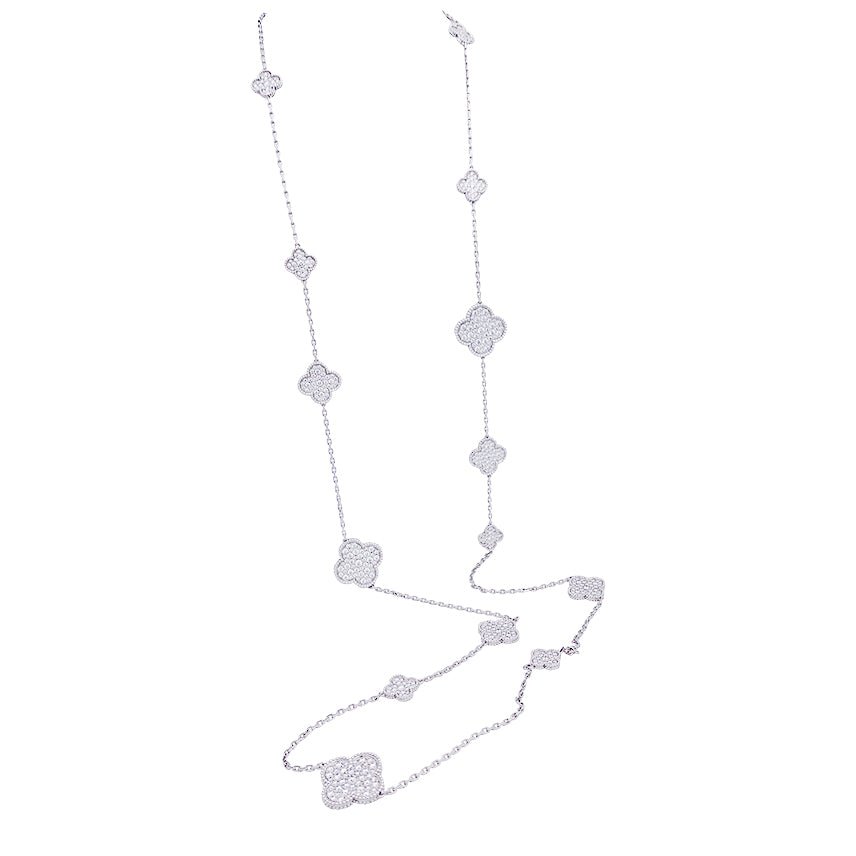 Sautoir VAN CLEEF & ARPELS "Magic Alhambra" en or blanc, diamants - Castafiore