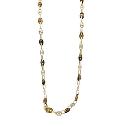 Sautoir vintage grains de café, or jaune et oeil de tigre - Castafiore