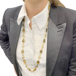 Sautoir vintage grains de café, or jaune et oeil de tigre - Castafiore